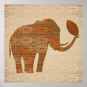 Elephant Tribal Art Design Poster