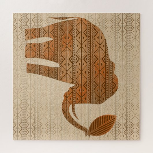 Elephant Tribal Art Design Puzzle (Horizontal)