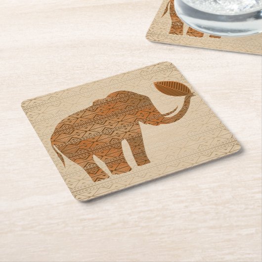 Elephant Tribal Art Design Rechteckiger Pappuntersetzer (angewinkelt)