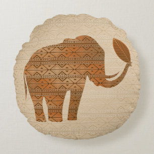 Elephant Tribal Art Design Rundes Kissen