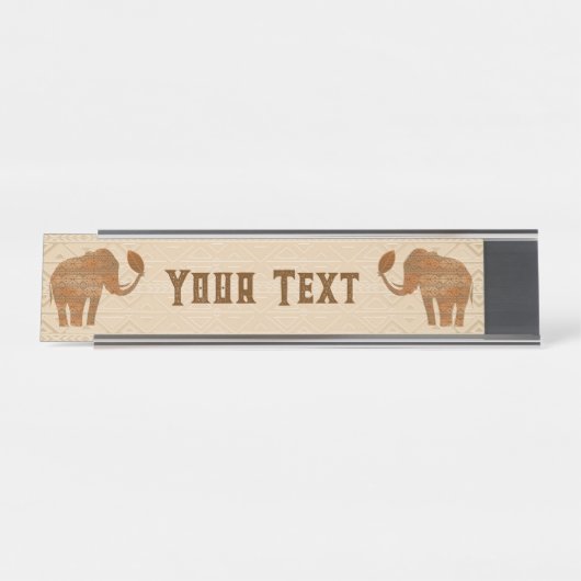 Elephant Tribal Art Design Schreibtischnamensplakette (Vorderseite )