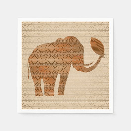 Elephant Tribal Art Design Serviette (Vorderseite)