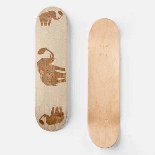 Elephant Tribal Art Design Skateboard (Vorderseite)