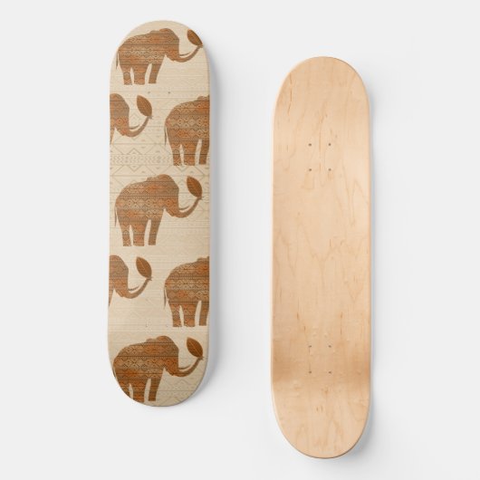 Elephant Tribal Art Design Skateboard (Vorderseite)
