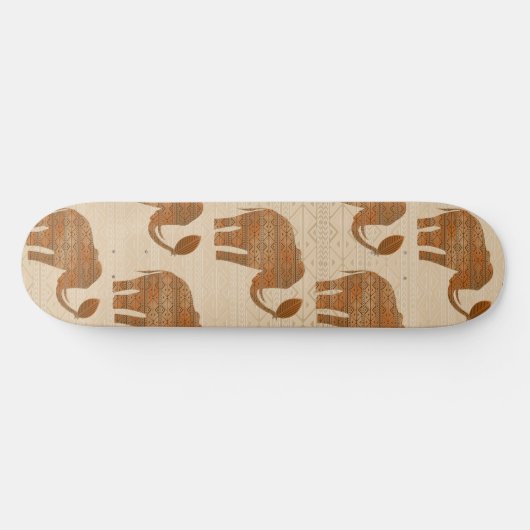 Elephant Tribal Art Design Skateboard (Horizontal)