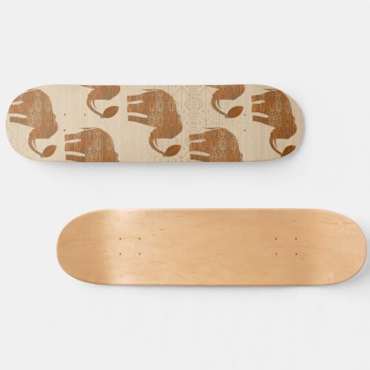 Elephant Tribal Art Design Skateboard (Horizontal)