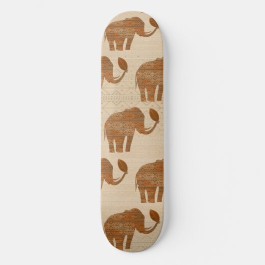 Elephant Tribal Art Design Skateboard (Vorderseite)