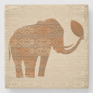 Elephant Tribal Art Design Steinuntersetzer