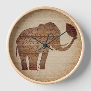 Elephant Tribal Art Design Uhr