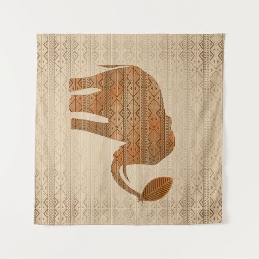 Elephant Tribal Art Design Wandteppich (Vorderseite (Horizontal))