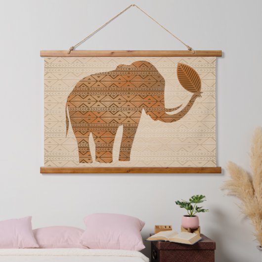 Elephant Tribal Art Design Wandteppich Mit Holzrahmen (Schlafzimmer)