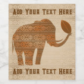 Elephant Tribal Art Design Weinetikett (Einzelnes Label)