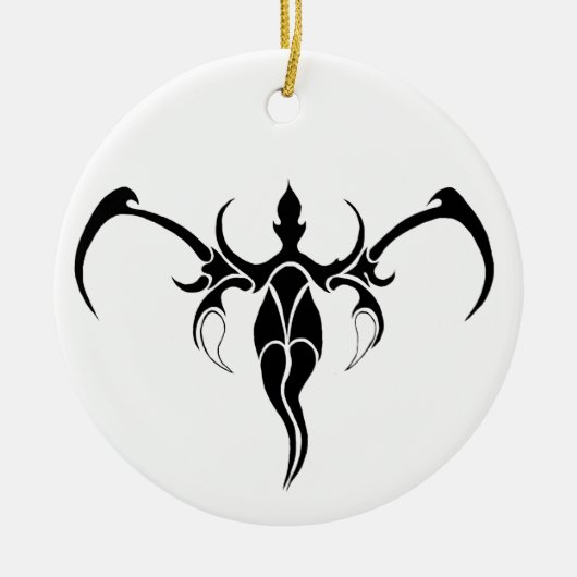 Elephant Tribal Tattoo - Schwarzweiß Keramik Ornament (Vorne)