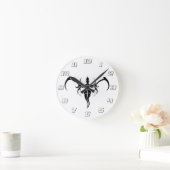 Elephant Tribal Tattoo - Schwarzweiß Runde Wanduhr (Zuhause)