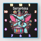 Elephant trommelt auf der Messe Quadratische Wanduhr (Vorderseite)