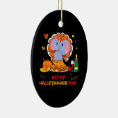 Elephant Turkey Thankgiving Funny Wine Happy Hallo Keramik Ornament (Rechts)