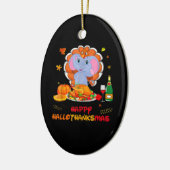 Elephant Turkey Thankgiving Funny Wine Happy Hallo Keramik Ornament (Links)