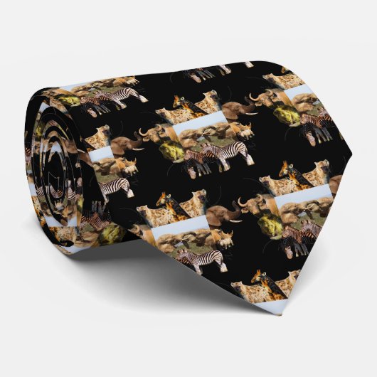 Elephant Tussle Wildlife Frame Neck Tie Krawatte (Gerollt)