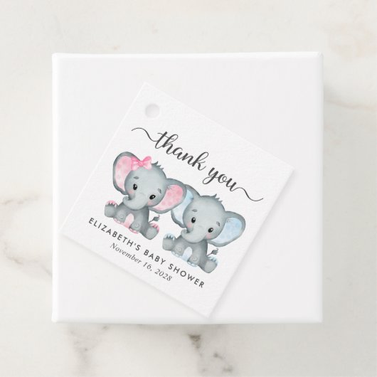 Elephant Twin Baby Girl Boy Dusche Vielen Dank Geschenkanhänger (Beispiel)