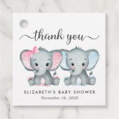 Elephant Twin Baby Girl Boy Dusche Vielen Dank Geschenkanhänger (Vorderseite)