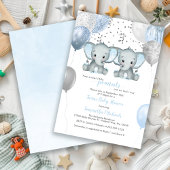 Elephant Twin Boys Balloon Baby Shower Einladung
