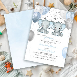 Elephant Twin Boys Balloon Baby Shower Einladung