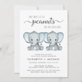 Elephant Twin Boys Couples Kinderdusche Einladung (Vorderseite)