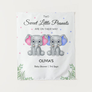 Elephant Twin Girl Boy Babydusche Hintergrund Wandteppich
