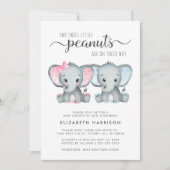 Elephant Twin Girl Boy Babydusche per Mail Einladung (Vorderseite)