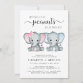 Elephant Twin Girl Boy Couples Kinderdusche Einladung (Vorderseite)