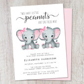 Elephant Twin Girls Babydusche Einladung