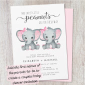 Elephant Twin Girls Babydusche Einladung