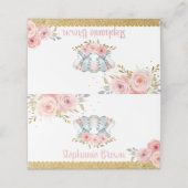 Elephant Twin Girls Babydusche Pink Floral Platzkarte (Außenseite Aufgefaltet)