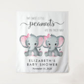Elephant Twin Girls Babydusche Willkommen Wandteppich (Vorderseite)