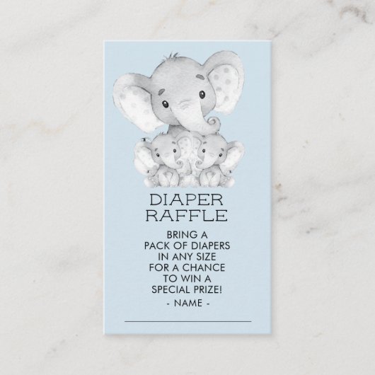 Elephant TwinBoys Baby Shower Diaper Raffle Ticket Begleitkarte (Vorderseite)