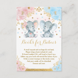 Elephant Twins Blue Pink Floral Books for Babys Begleitkarte
