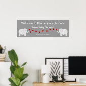 Elephant Twins Gender Neutral Baby Shower Banner Poster (Heimbüro)