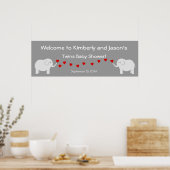 Elephant Twins Gender Neutral Baby Shower Banner Poster (Küche)