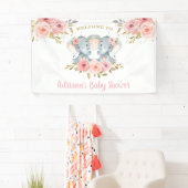 Elephant Twins Girls Babydusche im Hintergrund Dek Banner (Insitu)