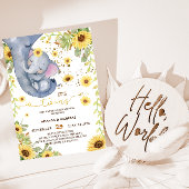 Elephant Twins Greenery Boho Baby Shower Einladung
