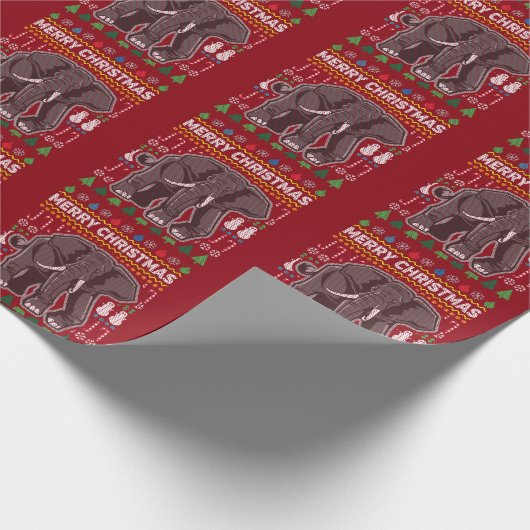 Elephant Ugly Christmas Sweater Wildlife Series Geschenkpapier (Ecke)