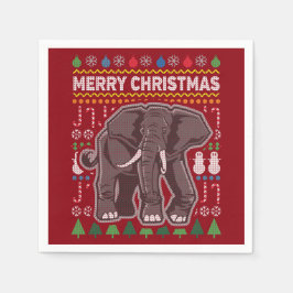 Elephant Ugly Christmas Sweater Wildlife Series Serviette