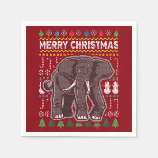 Elephant Ugly Christmas Sweater Wildlife Series Serviette