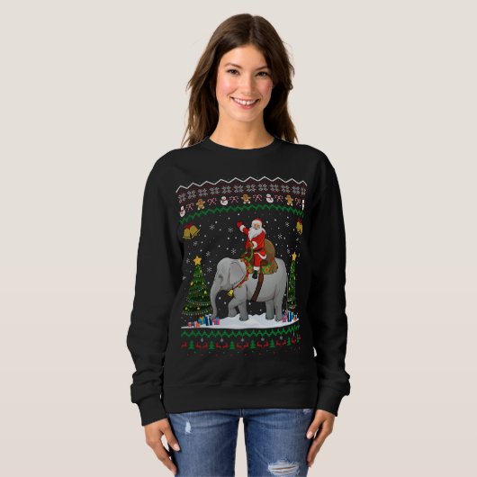 Elephant Ugly Xmas Geschenk Weihnachtsfeier Sweatshirt (Vorne ganz)