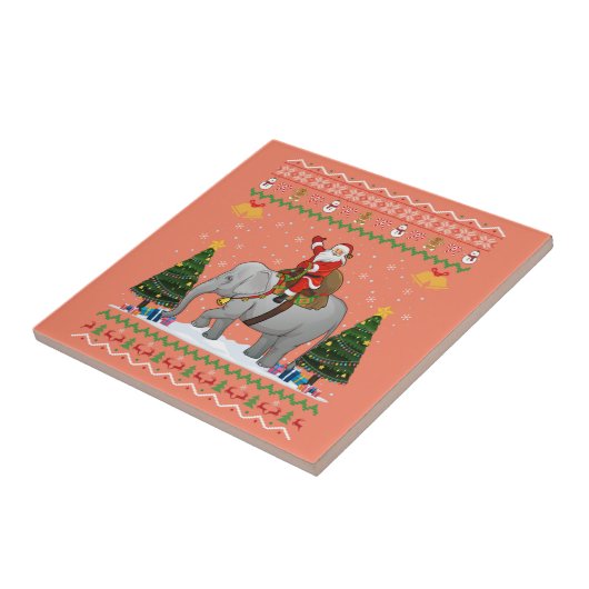Elephant Ugly Xmas Gift Santa Riding Elephant Xmas Fliese (Seite)