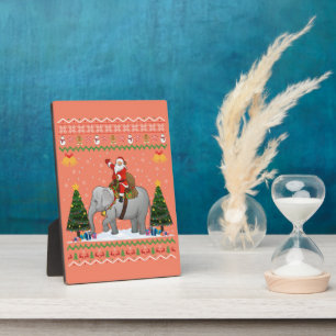 Elephant Ugly Xmas Gift Santa Riding Elephant Xmas Fotoplatte