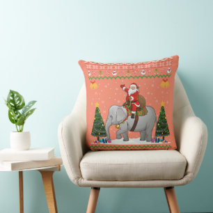 Elephant Ugly Xmas Gift Santa Riding Elephant Xmas Kissen