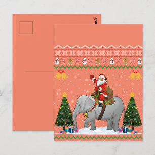 Elephant Ugly Xmas Gift Santa Riding Elephant Xmas Postkarte