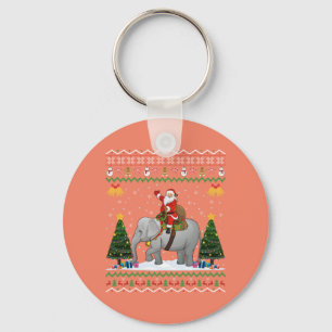 Elephant Ugly Xmas Gift Santa Riding Elephant Xmas Schlüsselanhänger