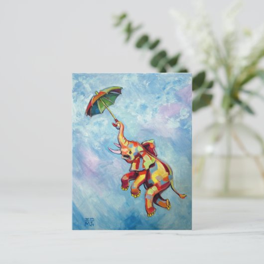 Elephant Umbrella Postkarte (Stehend Vorderseite)